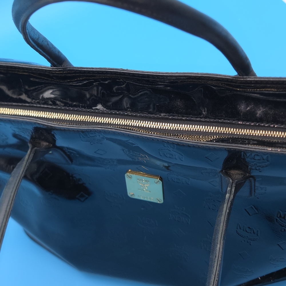 MCM Black Embossed Tote Bag - Picture 6 of 11